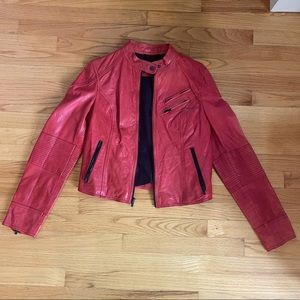 Red Leather Moto Jacket